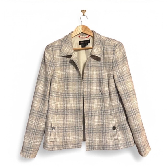 Nina McLemore Jackets & Blazers - Nina McLemore Plaid Lambs Wool Tweed Open Blazer Sz 16 Silk Lined Suzanne Jacket
